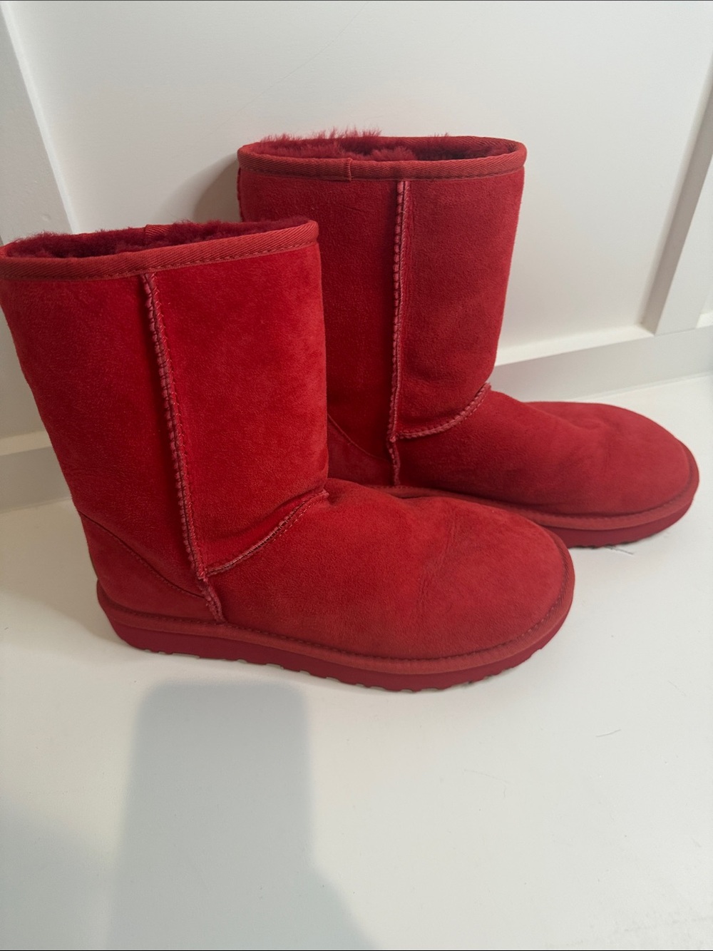 UGG Women's Red Suede Shearling Boots